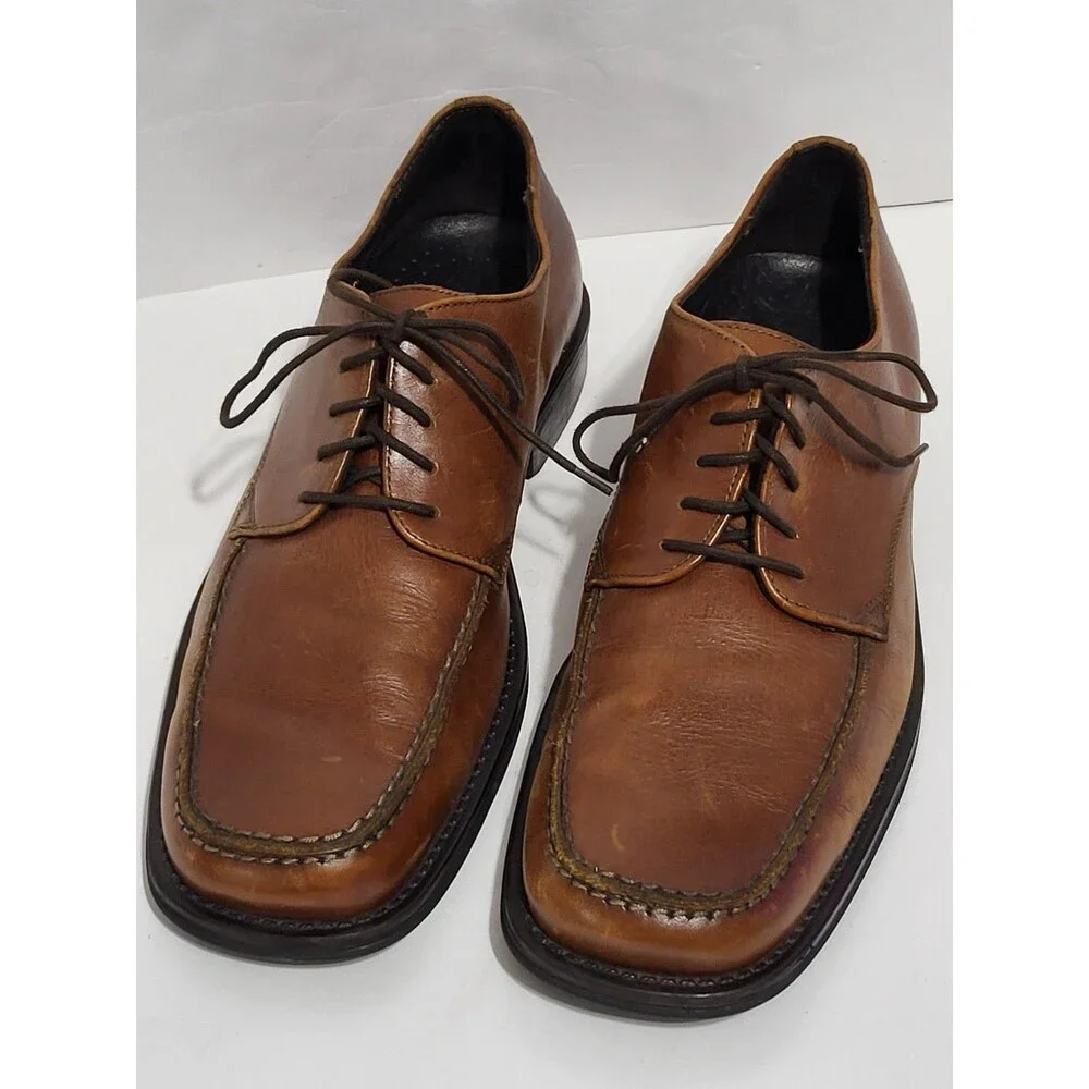 Bostonian Men Tifton Step Brown Leather Upper  Dress Shoe Size 9.5 Made In Italy